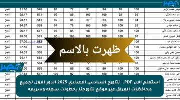 استعلم الآن PDF.. نتائج السادس الإعدادي 2025 الدور الأول لجميع محافظات العراق عبر موقع نتائجنا بخطوات سهلة وسريعة